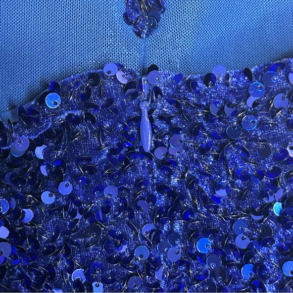 Moda Glam 'Dita Strapless Sequin Embellished Velvet Gown in Royal Blue - Picture 12 of 16